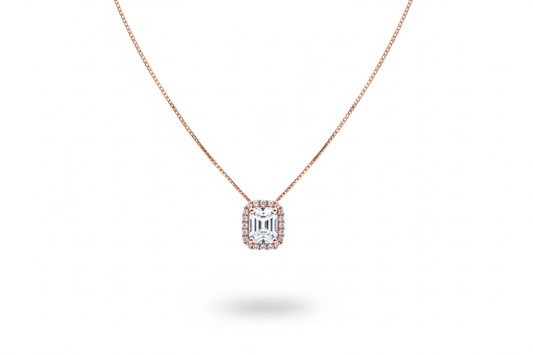 Sqare Cubic Diamond Pendant With Earnings Set