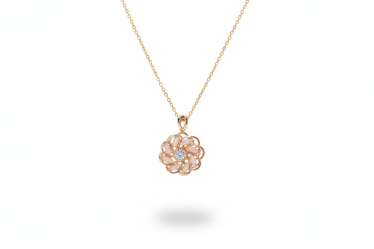 Petal Rotating Bloom Pendant with chain