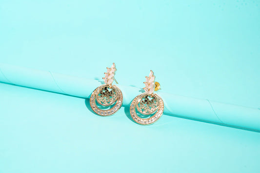 Laurel Leaf Top Rose Gold Dangle Earrings - OY JEWELLS -