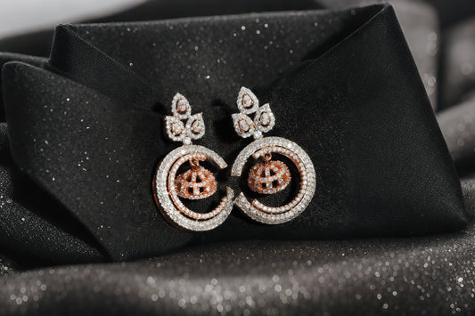 Leaf Above the Circle Design Earrings - OY JEWELLS -