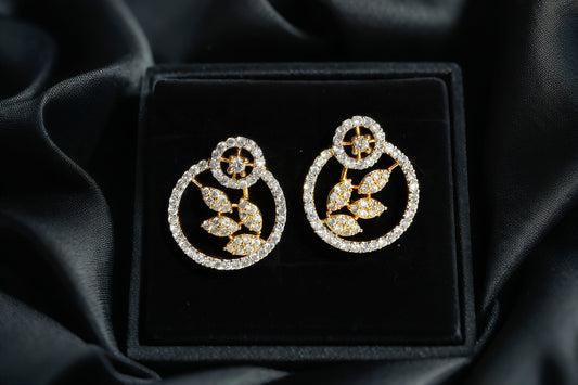 Leaf In Circle hoop Earrinsg - OY JEWELLS -