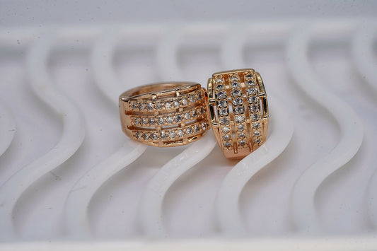 Sparkling Crystal Curved Huggie Hoops Earings - OY JEWELLS -