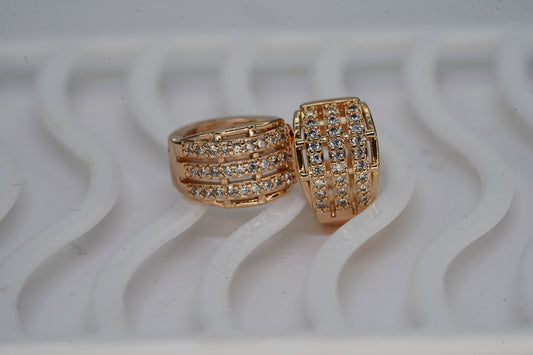 Sparkling Crystal Curved Huggie Hoops Earings - OY JEWELLS -