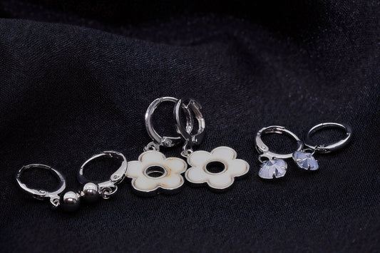 Steel DDainty Hoop Earrings Set - 3 Pairs - OY JEWELLS -