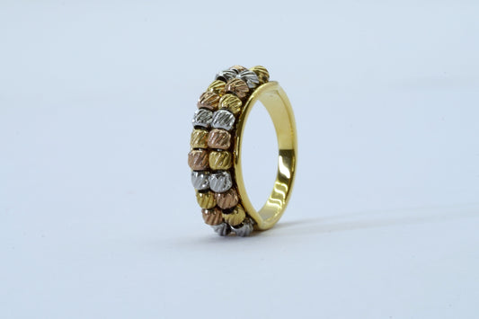 Tri - Colours Wave 18kt Bracelet Kada With Free ring - OY JEWELLS -