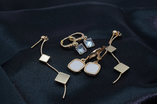 18kt Gold Plated Marquise Ball dangle Hoop Earrings - OY JEWELLS - 