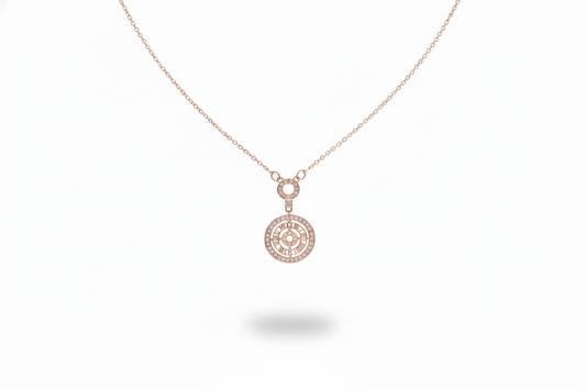 Roman Circle Chronos Pendant With Earrings Set