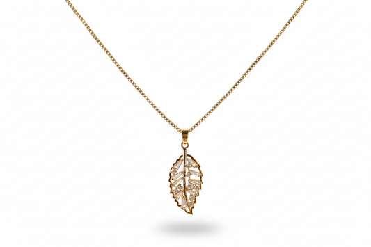 Frosty Leaf Pendant with Chain
