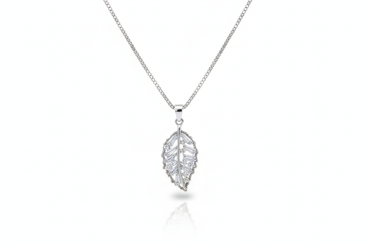 Frosty Leaf Pendant with Chain