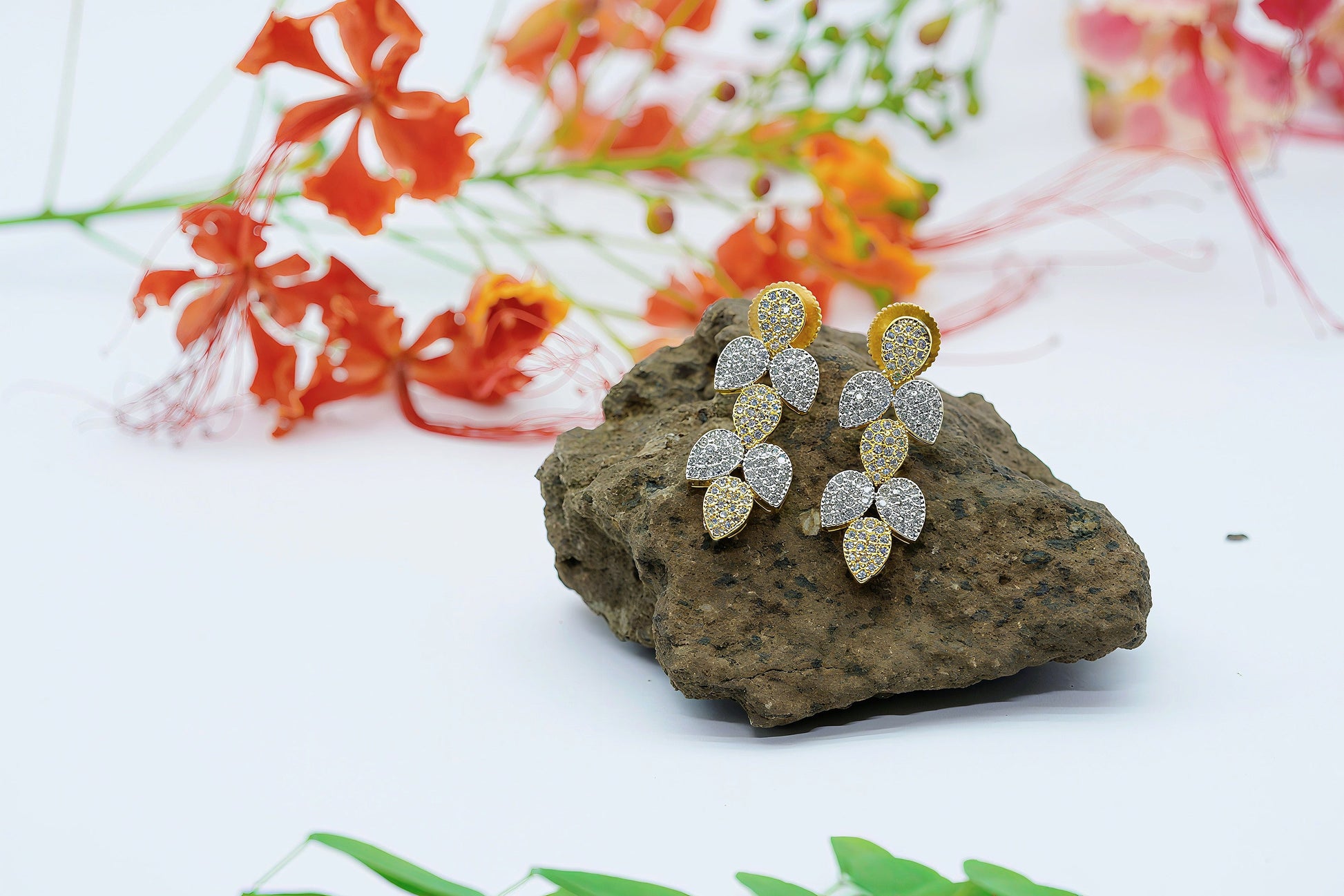 Buterfly Floral Wine Designe Chakor Set With Earings - OY JEWELLS - 