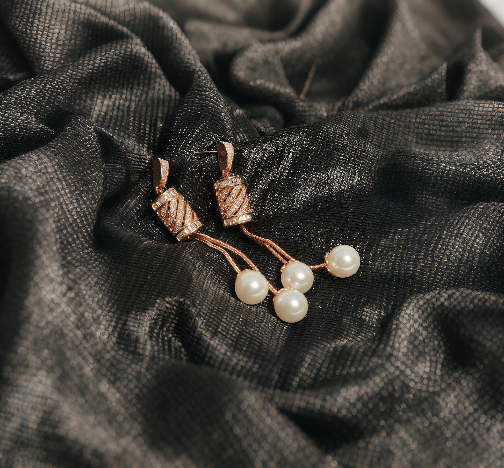 Contemporay Rose Gold Spiral Earrings - OY JEWELLS - 