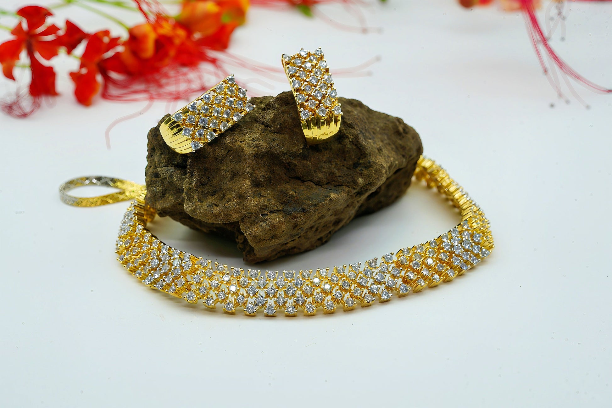 Diamond Mesh Designe Chakor With Earings - OY JEWELLS - 