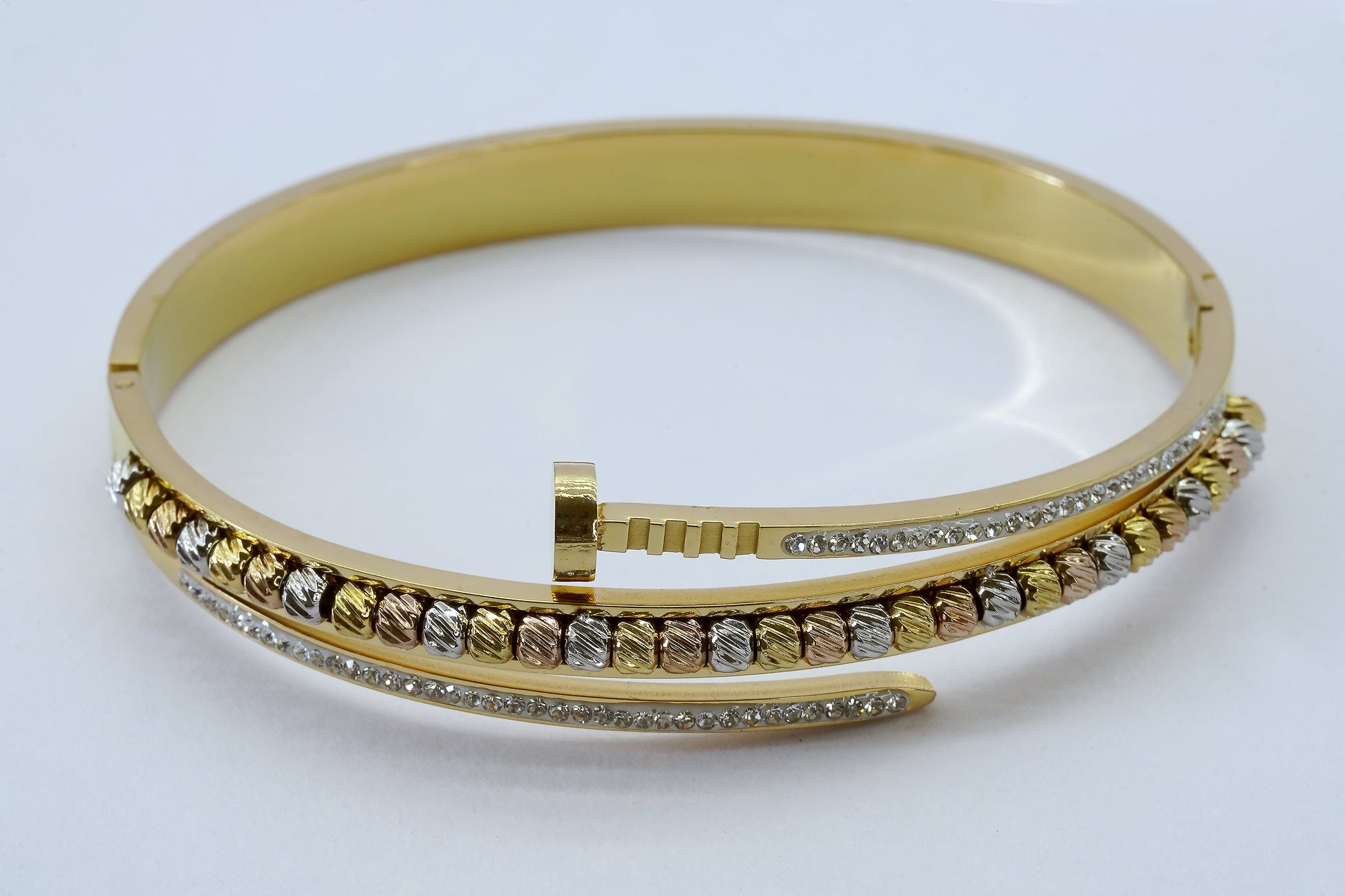 Fusion Edge GS Braelet Kada With Free Ring - OY JEWELLS - 