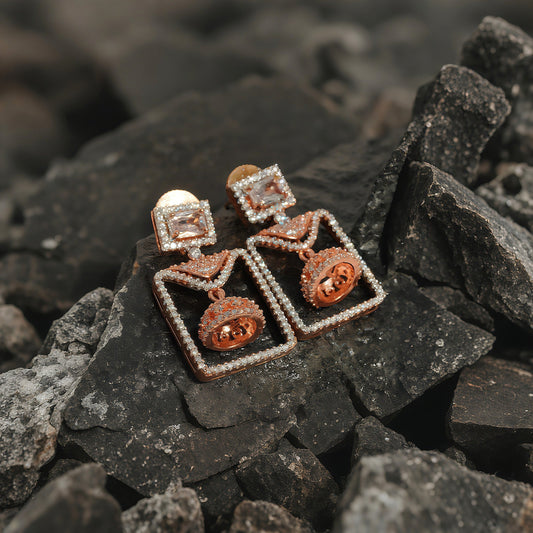 Glamour Geometric Rose sparkle Earrings - OY JEWELLS - 