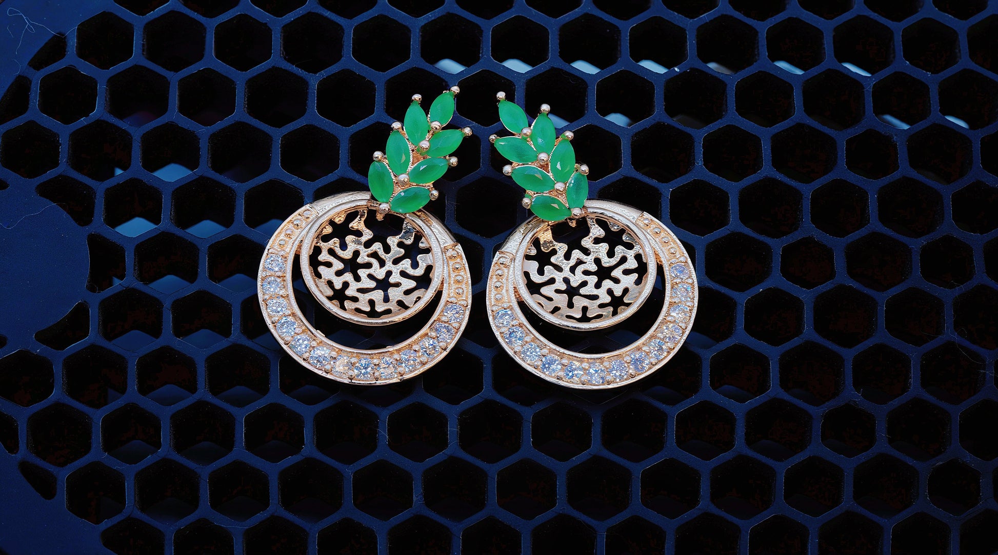 Laurel Leaf Top Rose Gold Dangle Earrings - OY JEWELLS - 