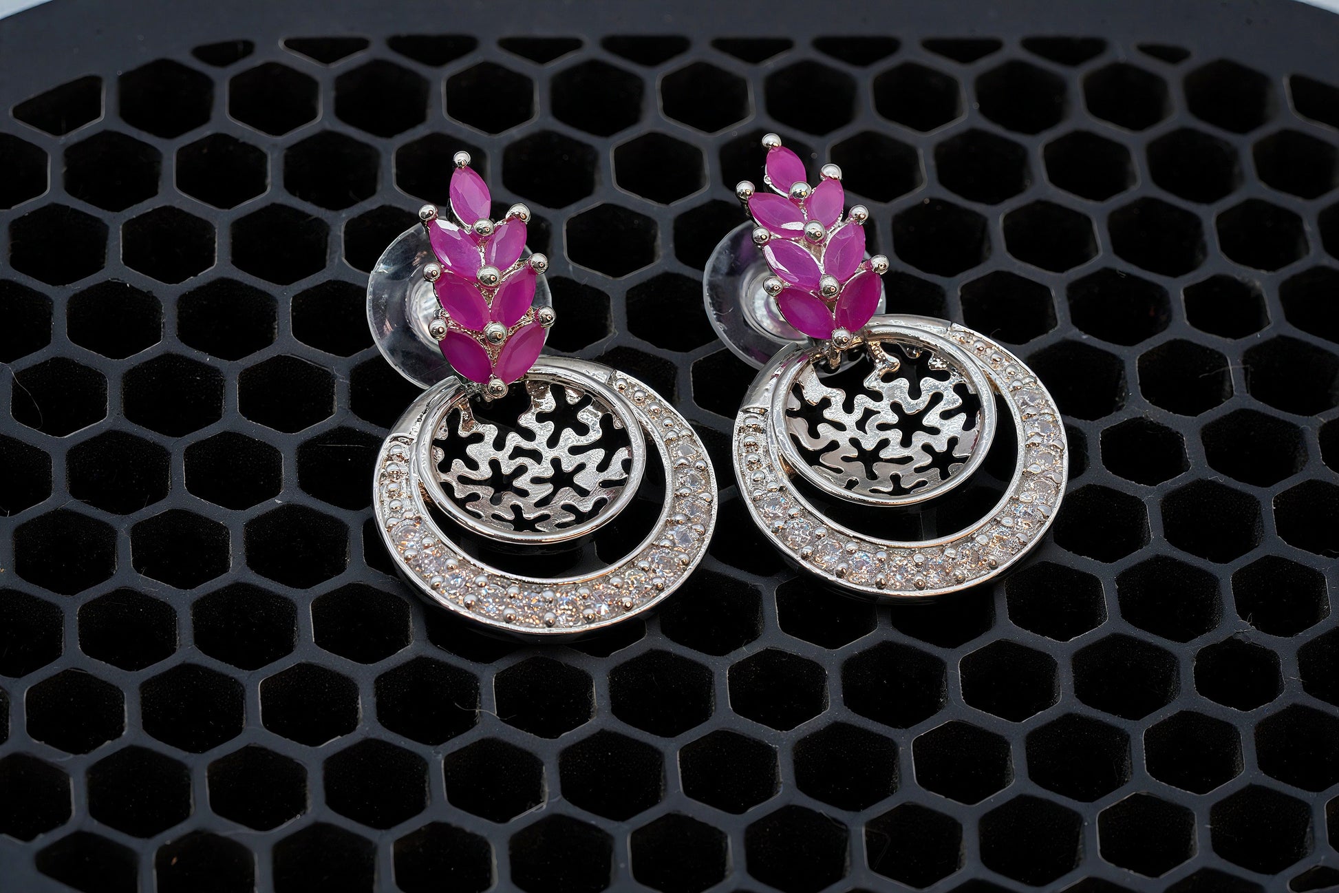 Laurel Leaf Top Rose Gold Dangle Earrings - OY JEWELLS - 