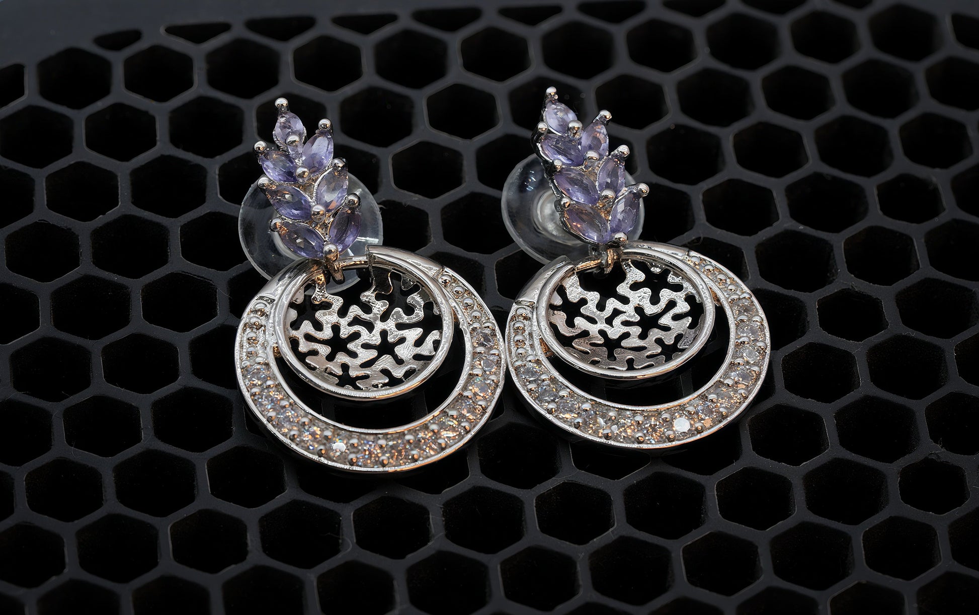 Laurel Leaf Top Rose Gold Dangle Earrings - OY JEWELLS - 