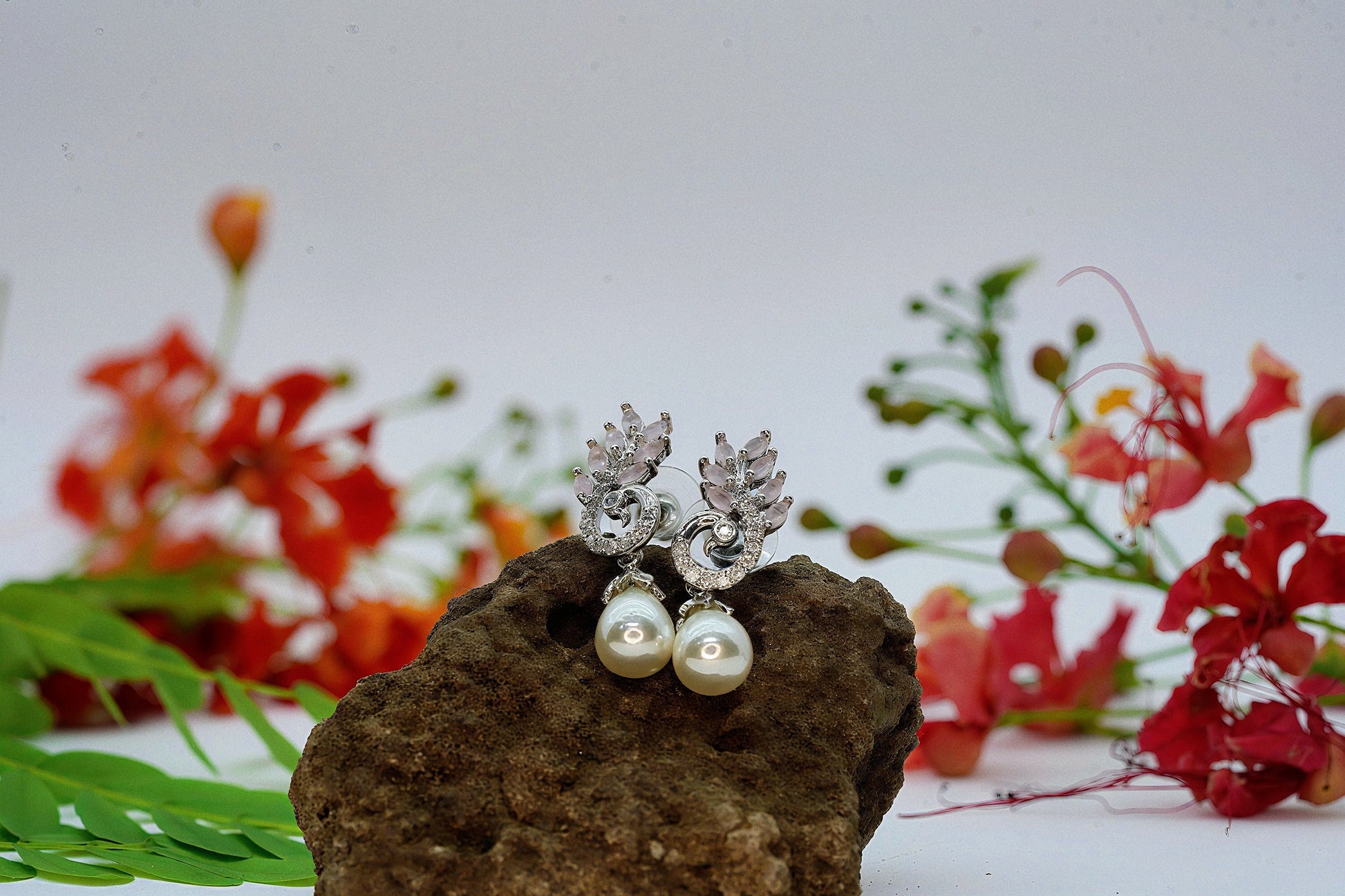 Peacock Feather Drop Earings - OY JEWELLS - 