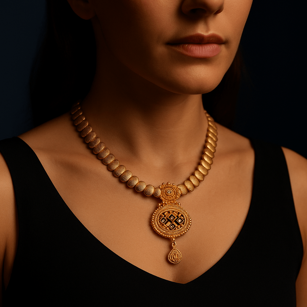 Peshwai Rawa Pendant Chakor With Earings - OY JEWELLS - 