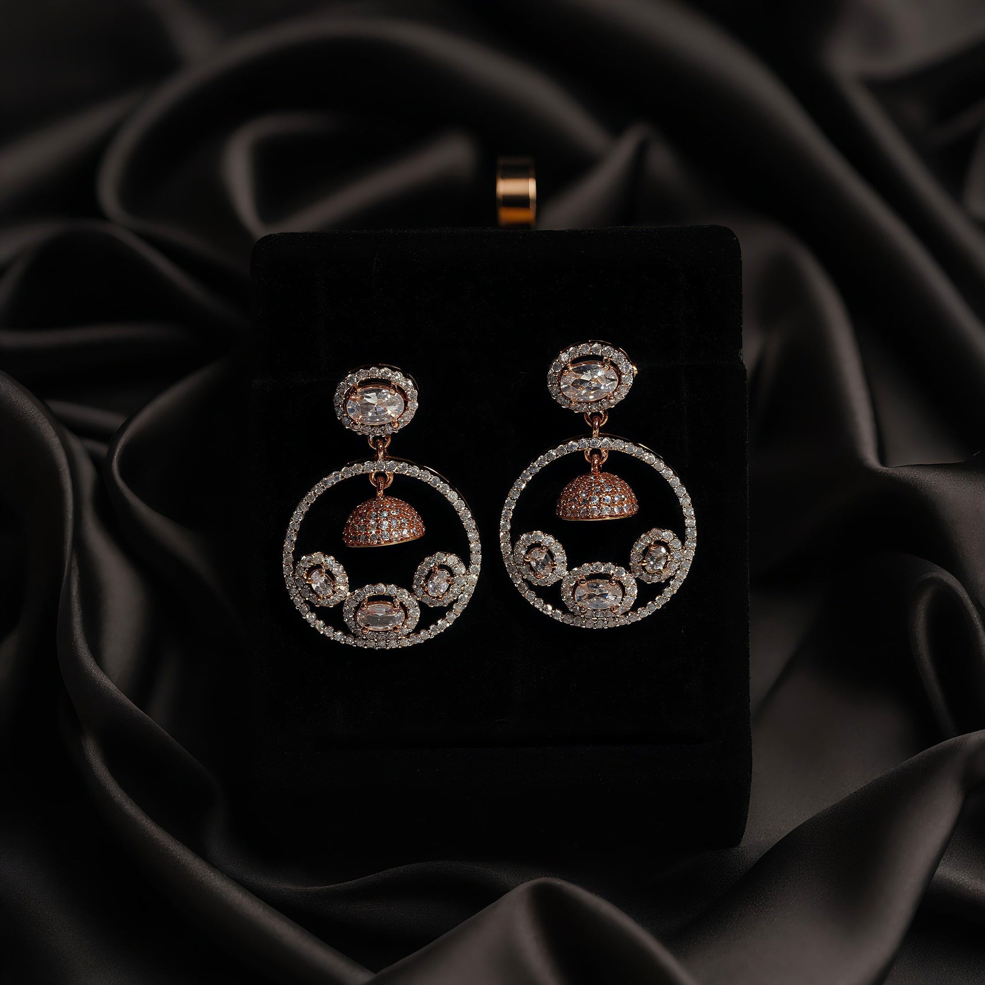 Revolving Jhumka Hoop Earrings - OY JEWELLS - 