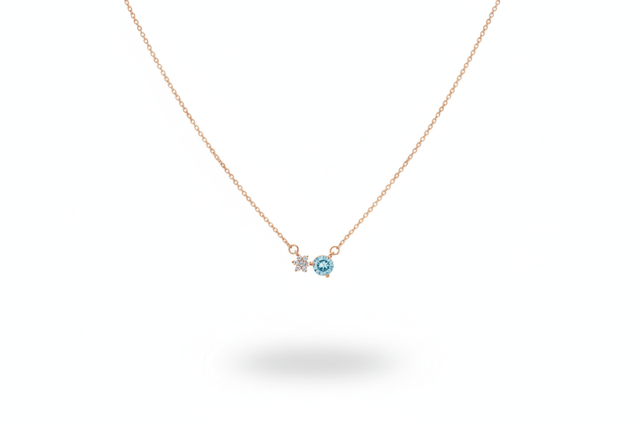 Snowflake Cubic Pendant With Earrings Set - OY JEWELLS - 