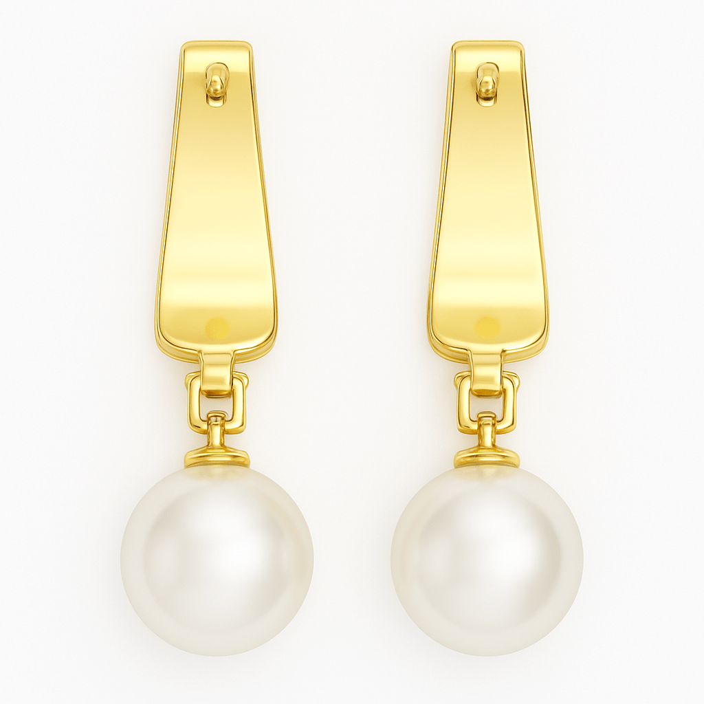 Sparkling Crystal Tone Paved Cubic Pearl Drop Earrings By OY Jewells - OY JEWELLS - 