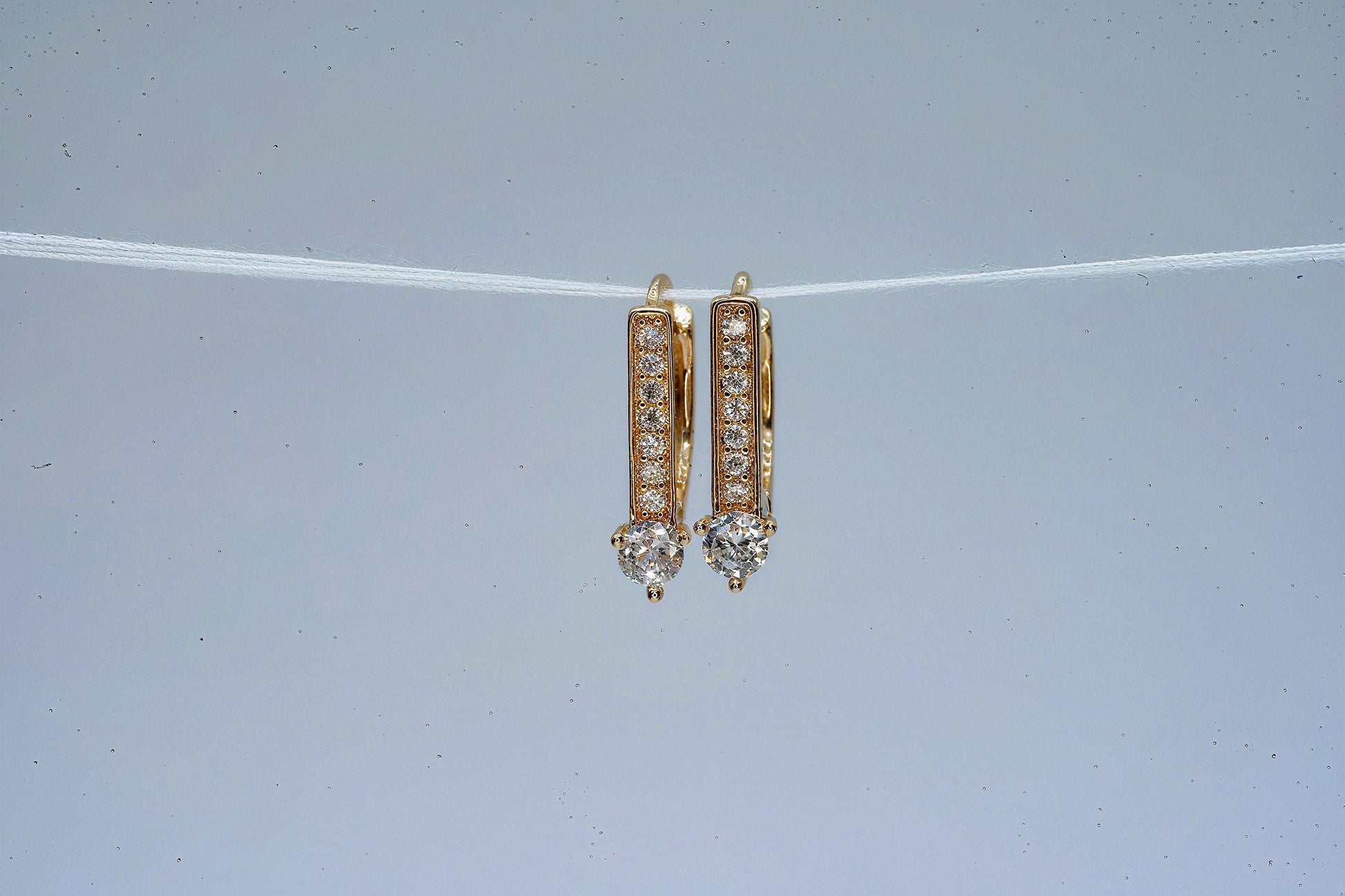 Sparkling Cubic Zirconia Vertical Dangle Earrings - OY JEWELLS - 