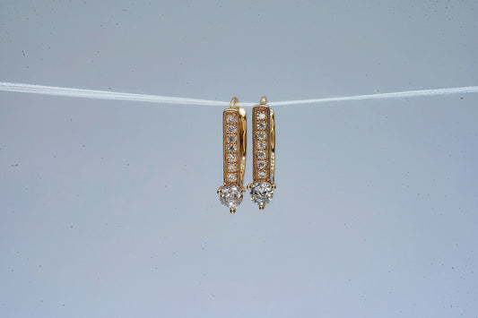 Sparkling Cubic Zirconia Vertical Dangle Earrings - OY JEWELLS - 