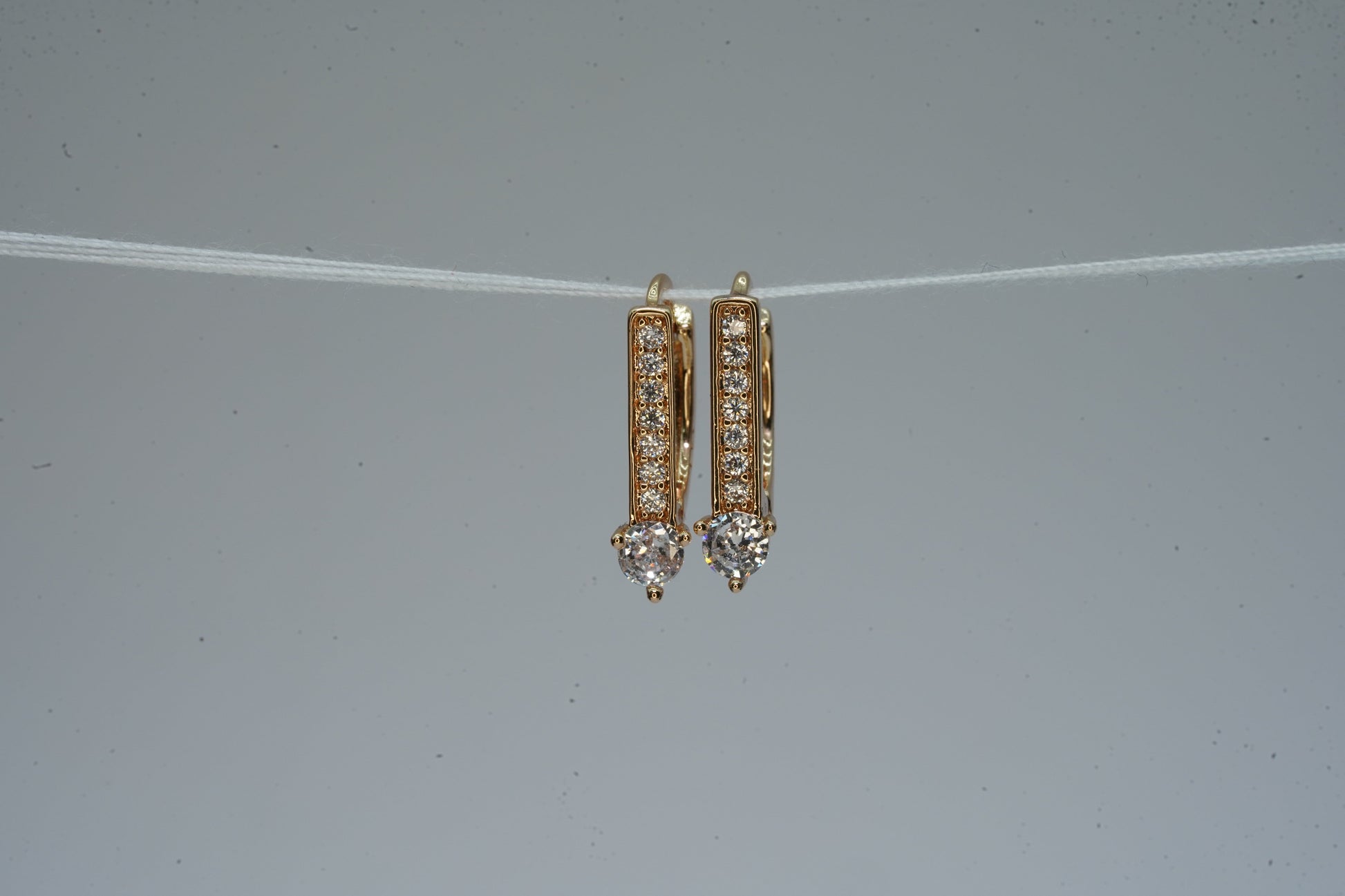 Sparkling Cubic Zirconia Vertical Dangle Earrings - OY JEWELLS - 