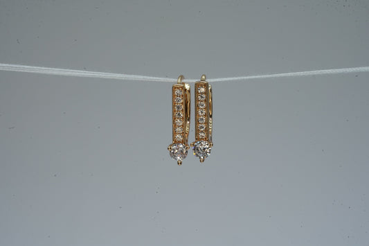 Sparkling Cubic Zirconia Vertical Dangle Earrings - OY JEWELLS - 