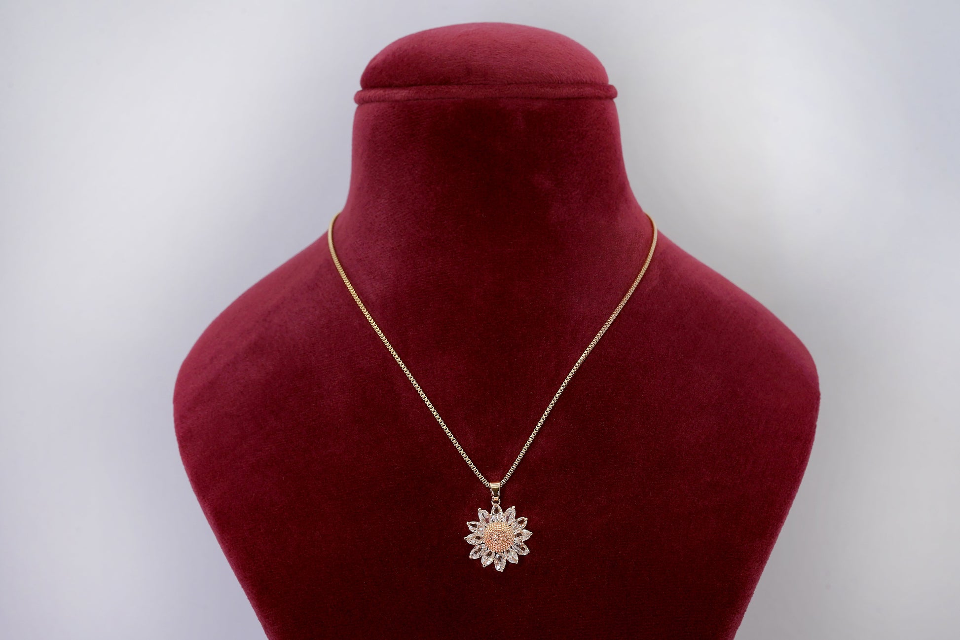 Sparkling Sunflower Pendant with Chain - OY JEWELLS - 