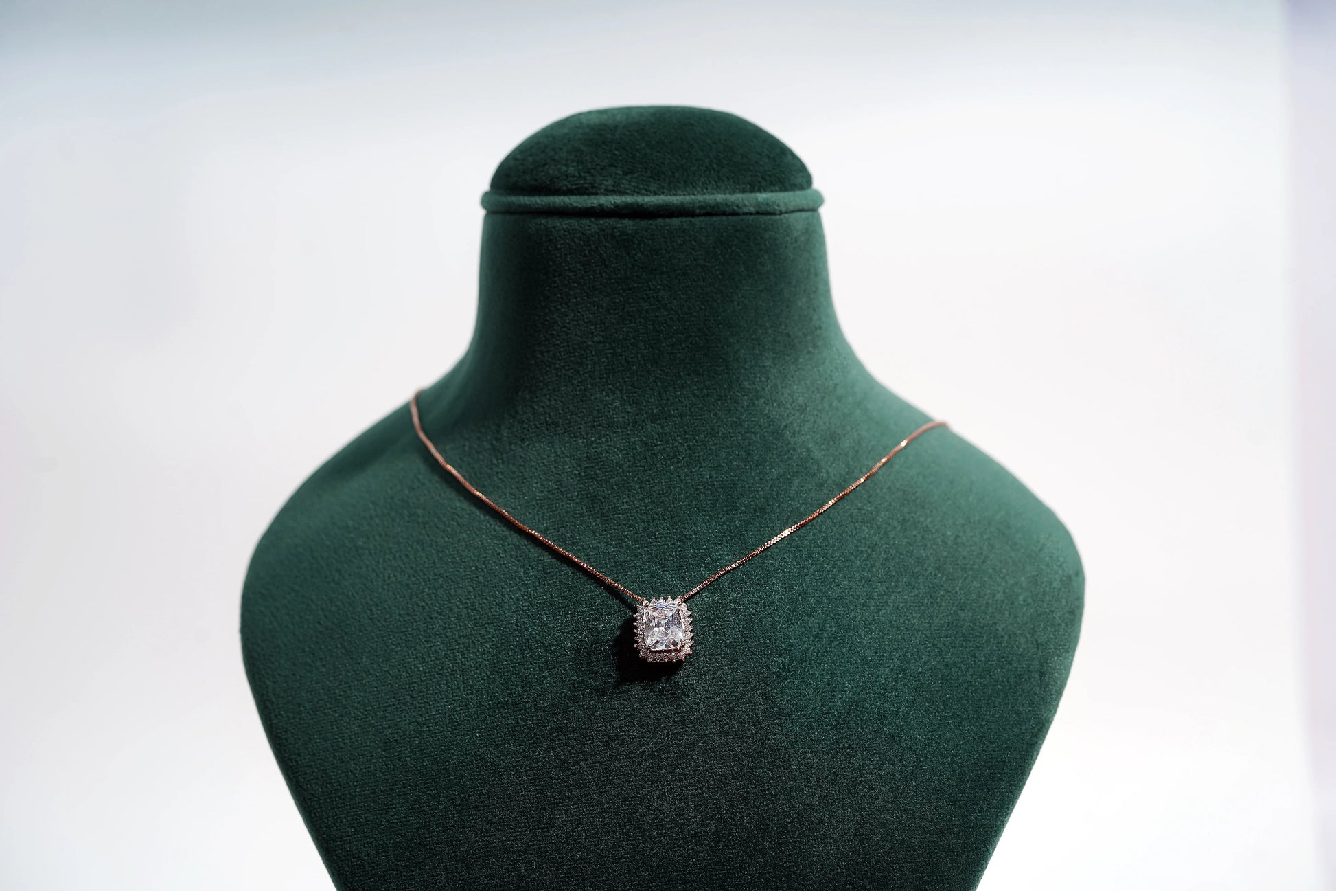 Sqare Cubic Diamond Pendant With Earnings Set - OY JEWELLS - 