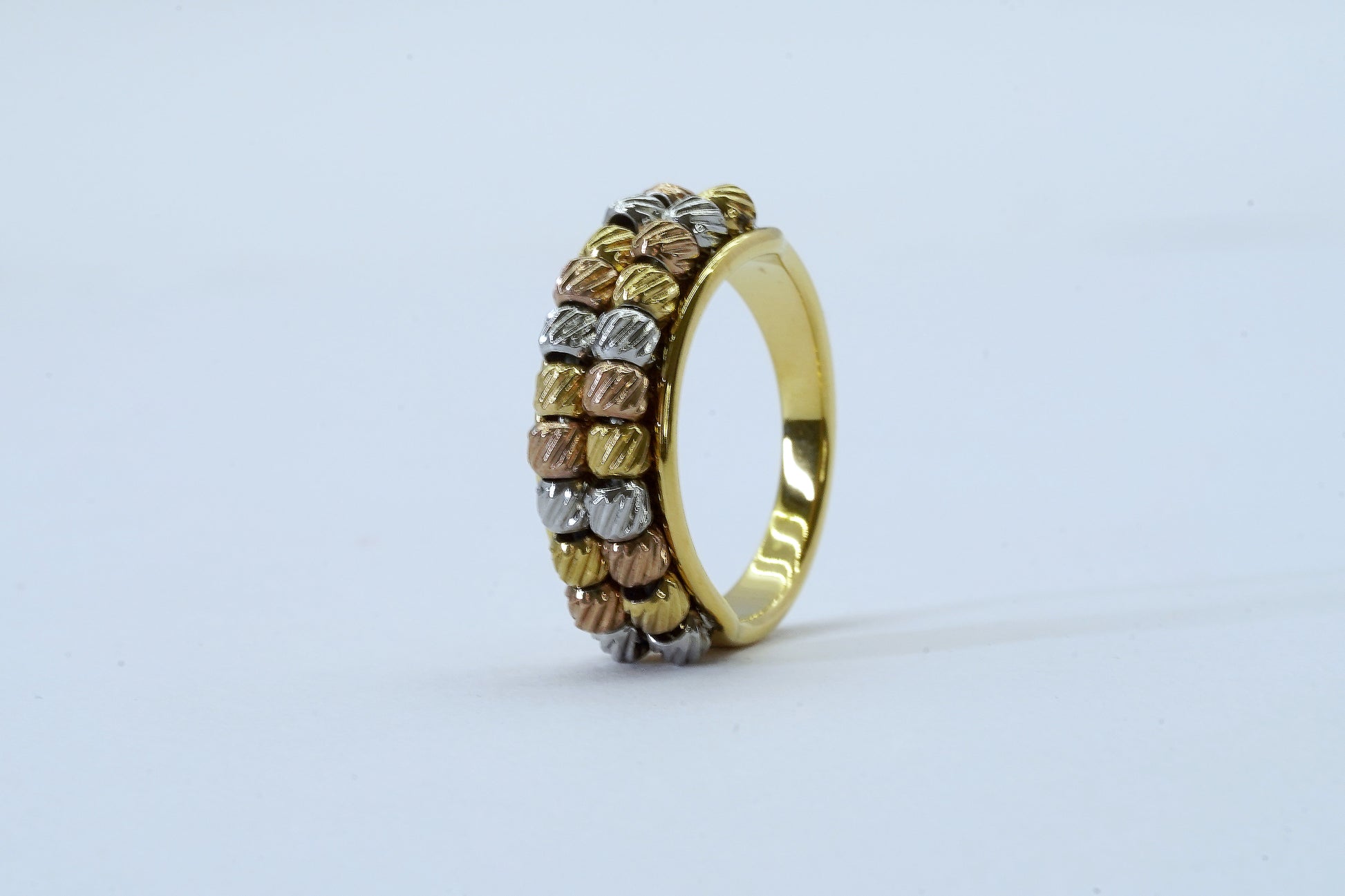 Tri - Colours Wave 18kt Bracelet Kada With Free ring - OY JEWELLS - 