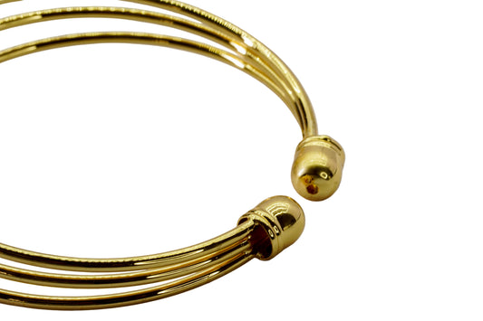 Triple Strand 18kt Gold Tone Bracelet Kada - OY JEWELLS - 