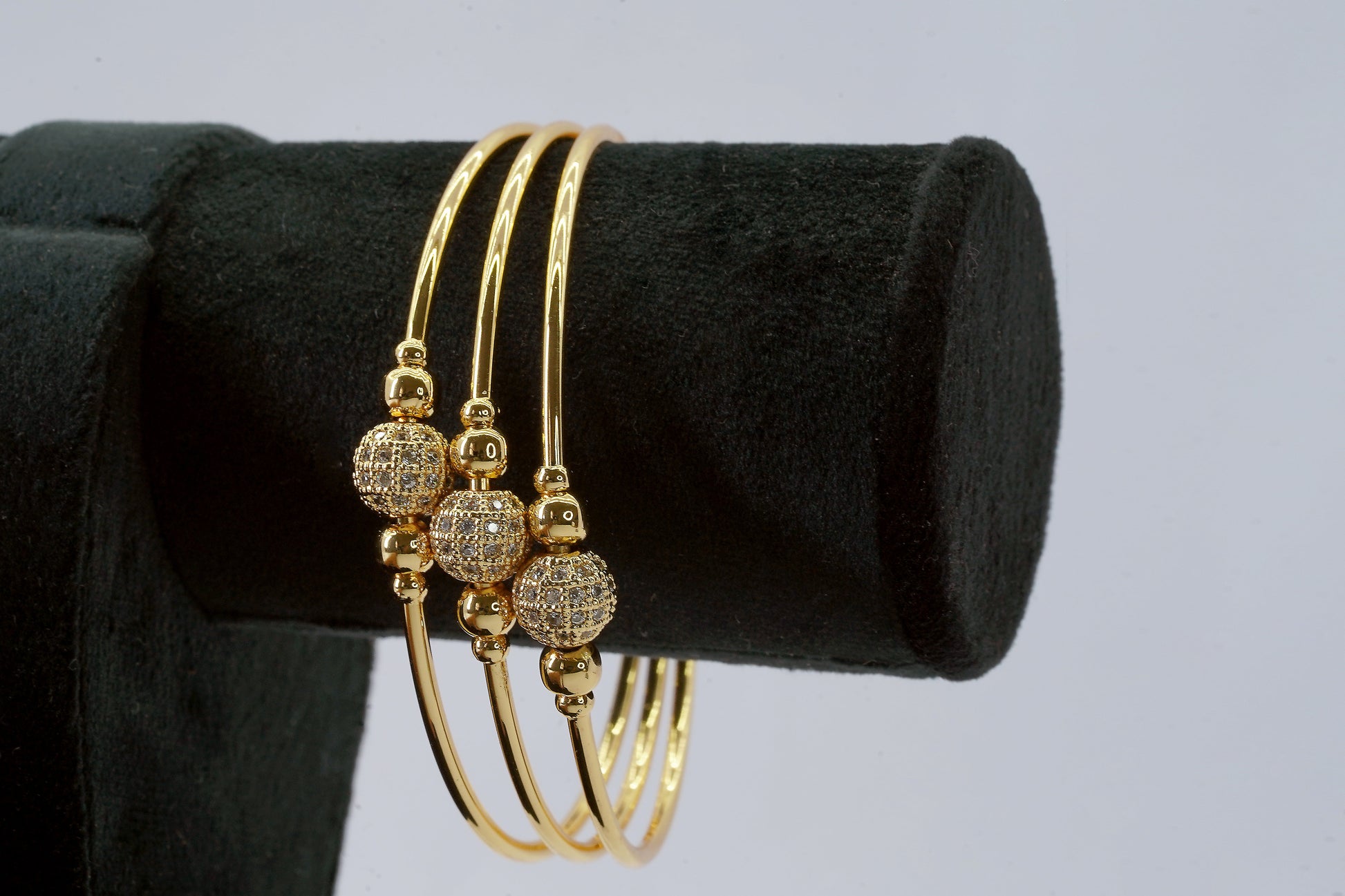 Triple Strand 18kt Gold Tone Bracelet Kada - OY JEWELLS - 