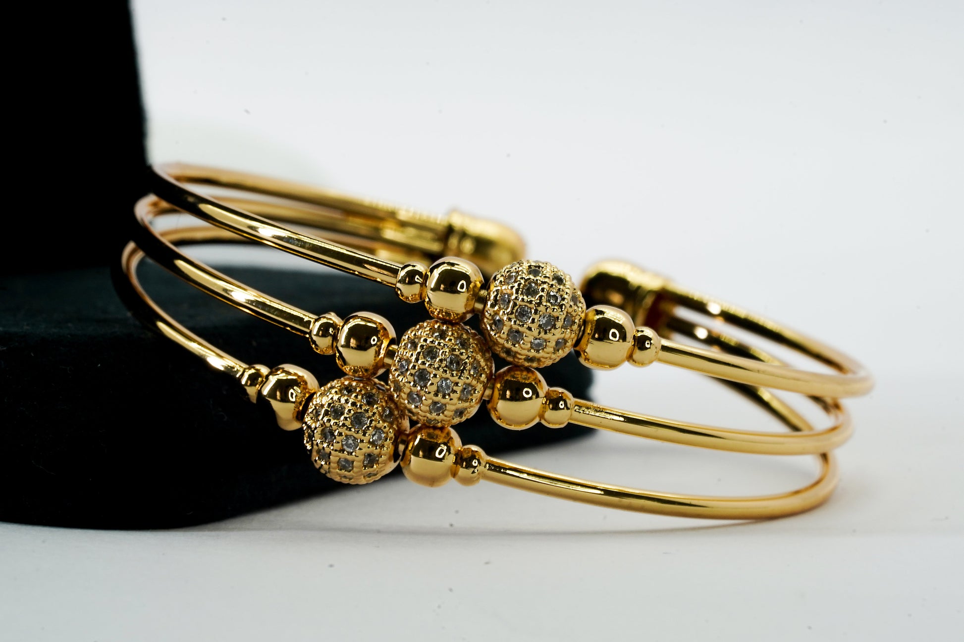 Triple Strand 18kt Gold Tone Bracelet Kada - OY JEWELLS - 