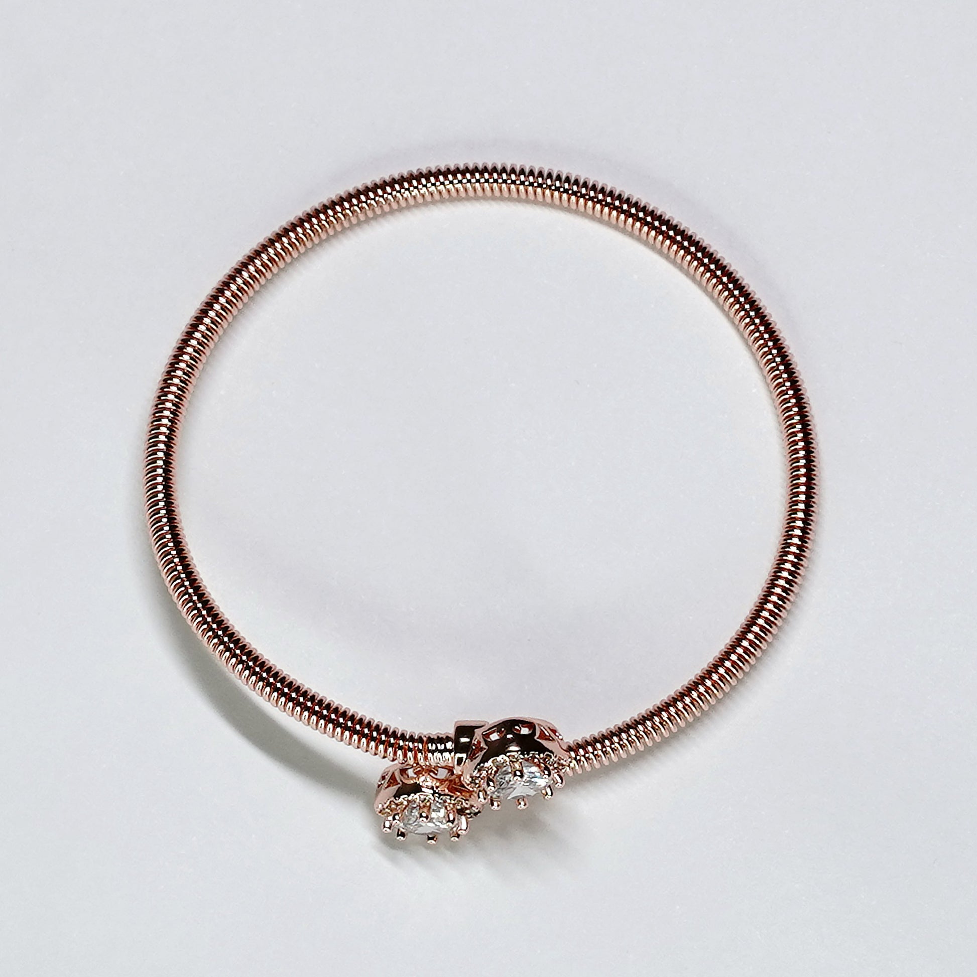 Two Stone Rose Gold Cuff Bracelets - OY JEWELLS - 