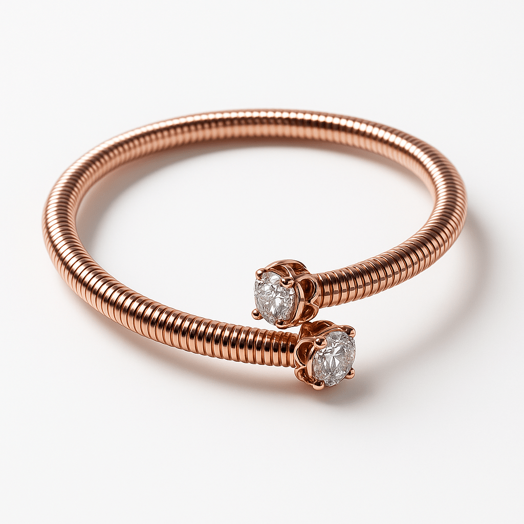 Two Stone Rose Gold Cuff Bracelets - OY JEWELLS - 