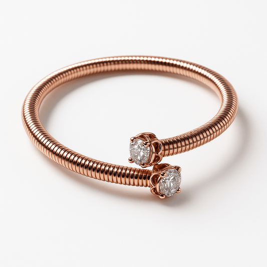 Two Stone Rose Gold Cuff Bracelets - OY JEWELLS - 